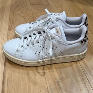 Adidas Women's White Sneakers with Leopard Accent